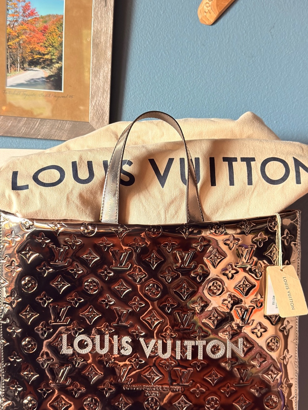 Louis Vuitton Bronze Patent Monogram Shopper Tote with Metallic Handles